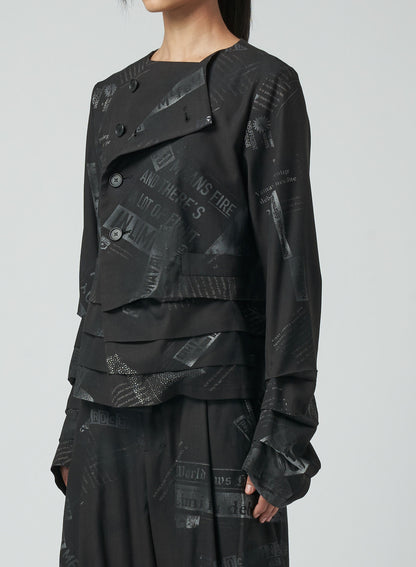 JACKET WITH PLEATED HEM/SLEEVE DETAILS