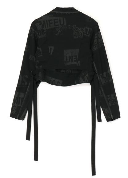 PRINTED SERGE CROPPED BIKER JACKET