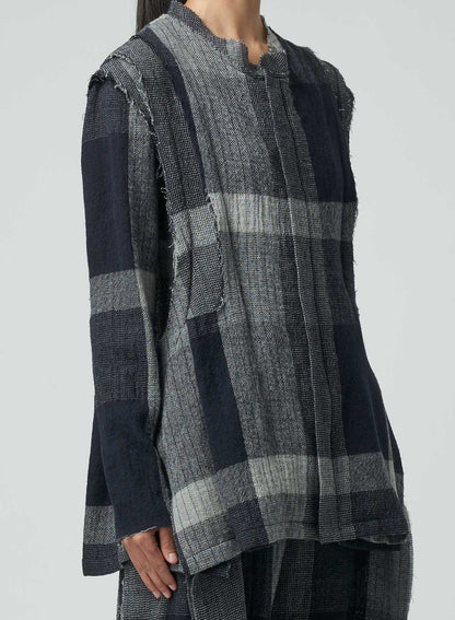 LAYERED PLAID PATTERN JACKET