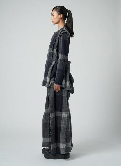 LAYERED PLAID PATTERN JACKET