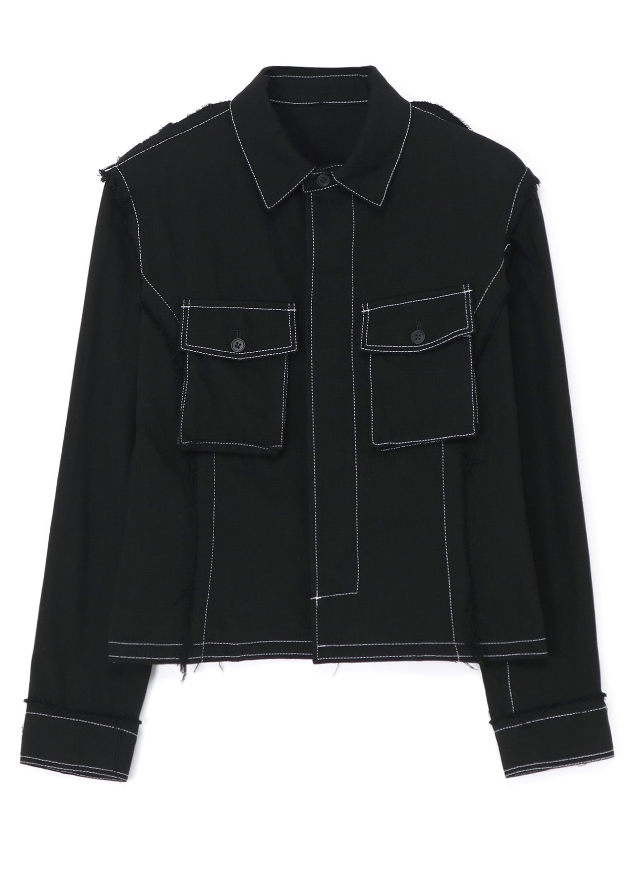 BLACK DENIM SHIRT WITH DOUBLE FLAP POCKETS