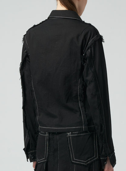 BLACK DENIM SHIRT WITH DOUBLE FLAP POCKETS