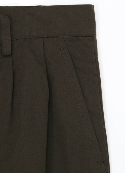 HIGH DENSITY COTTON PLEATED WIDE LEG PANTS