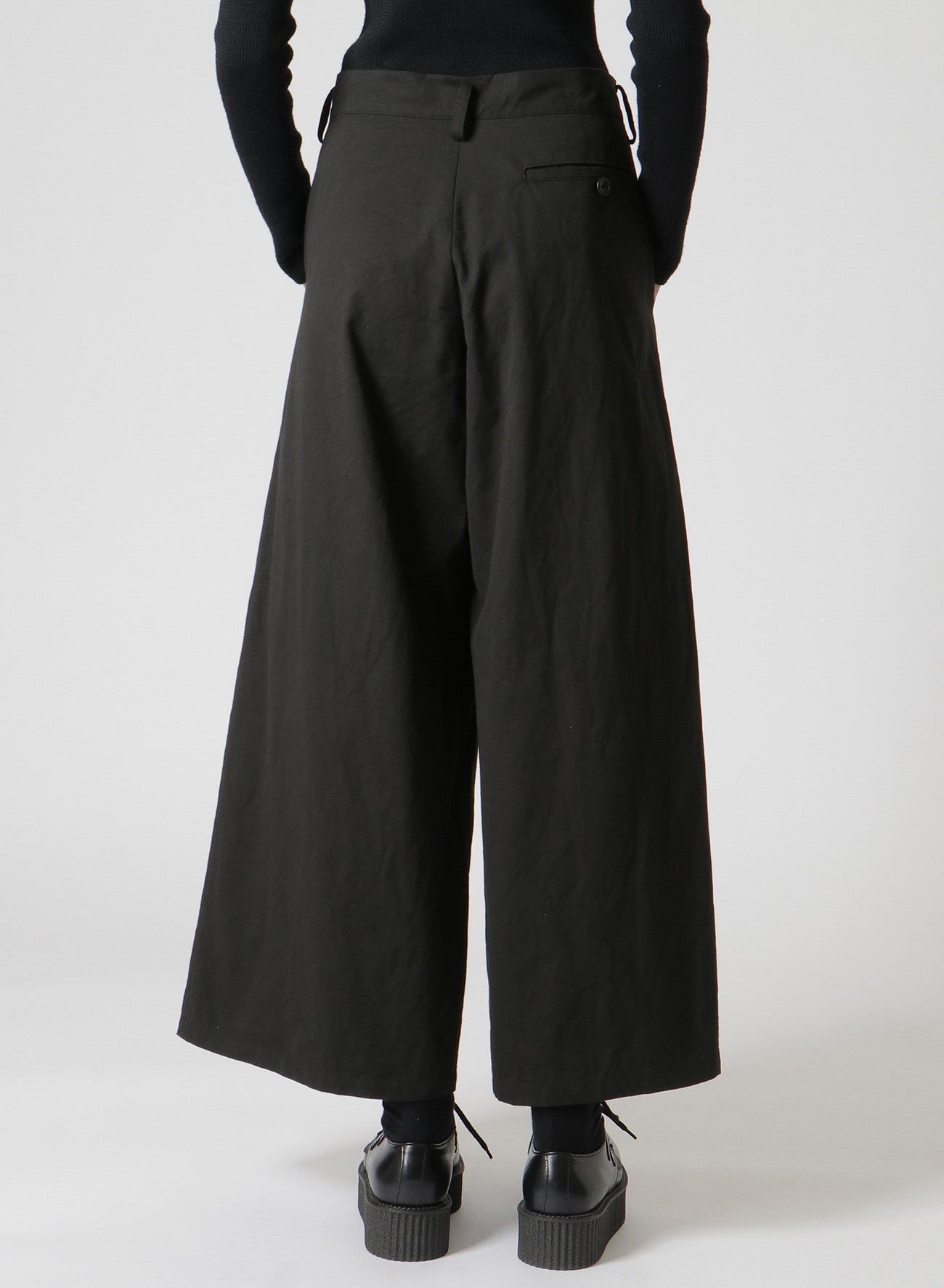 HIGH DENSITY COTTON PLEATED WIDE LEG PANTS