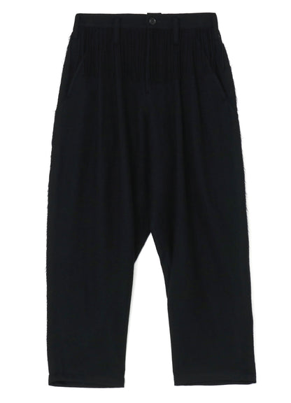 PLEATED SERGE PANTS WITH FRINGE DETAILS