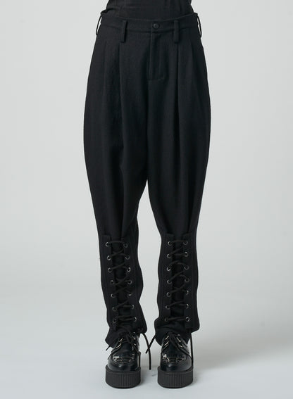 LOW TWIST SERGE PANTS WITH LACE-UP DETAILS