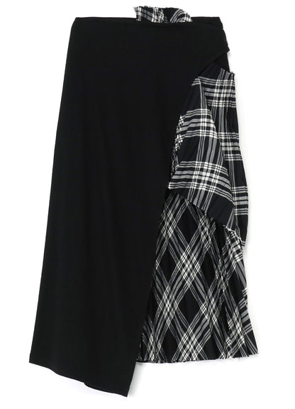 PLAID ASYMMETRIC PLEATED SKIRT