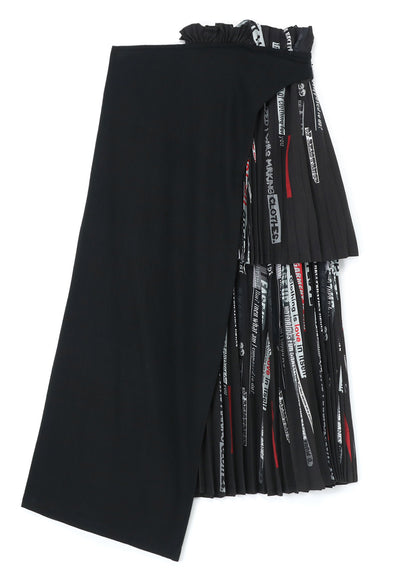 KHADI COTTON + QUOTES PRINT ASYMMETRIC PLEATED SKIRT