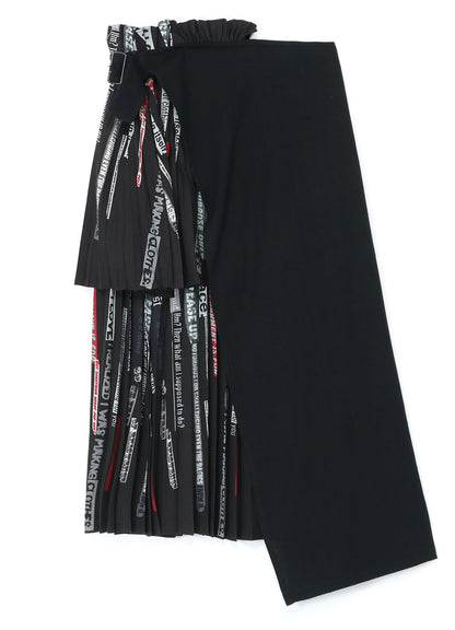 KHADI COTTON + QUOTES PRINT ASYMMETRIC PLEATED SKIRT