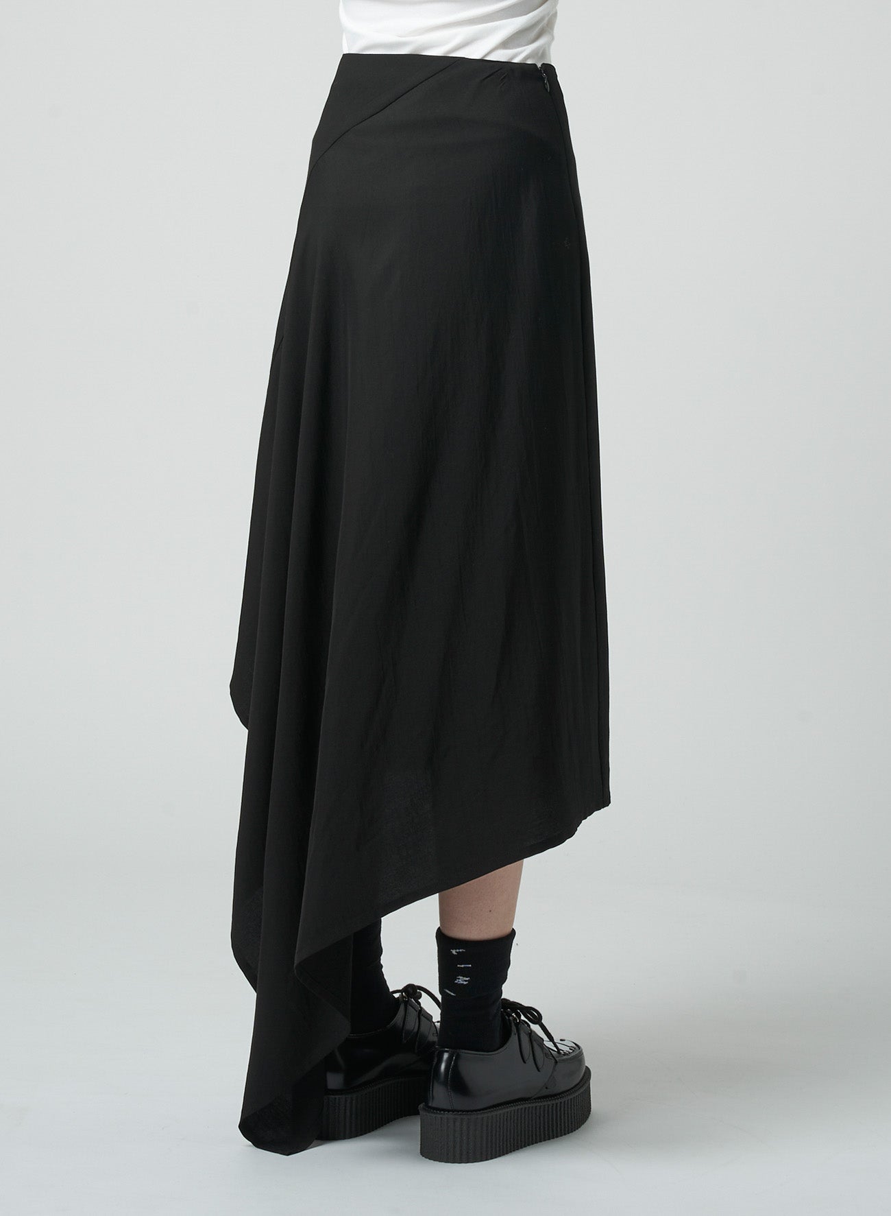 LYOCELL/RAYON GABARDINE SKIRT WITH ASYMMETRIC HEMLINE