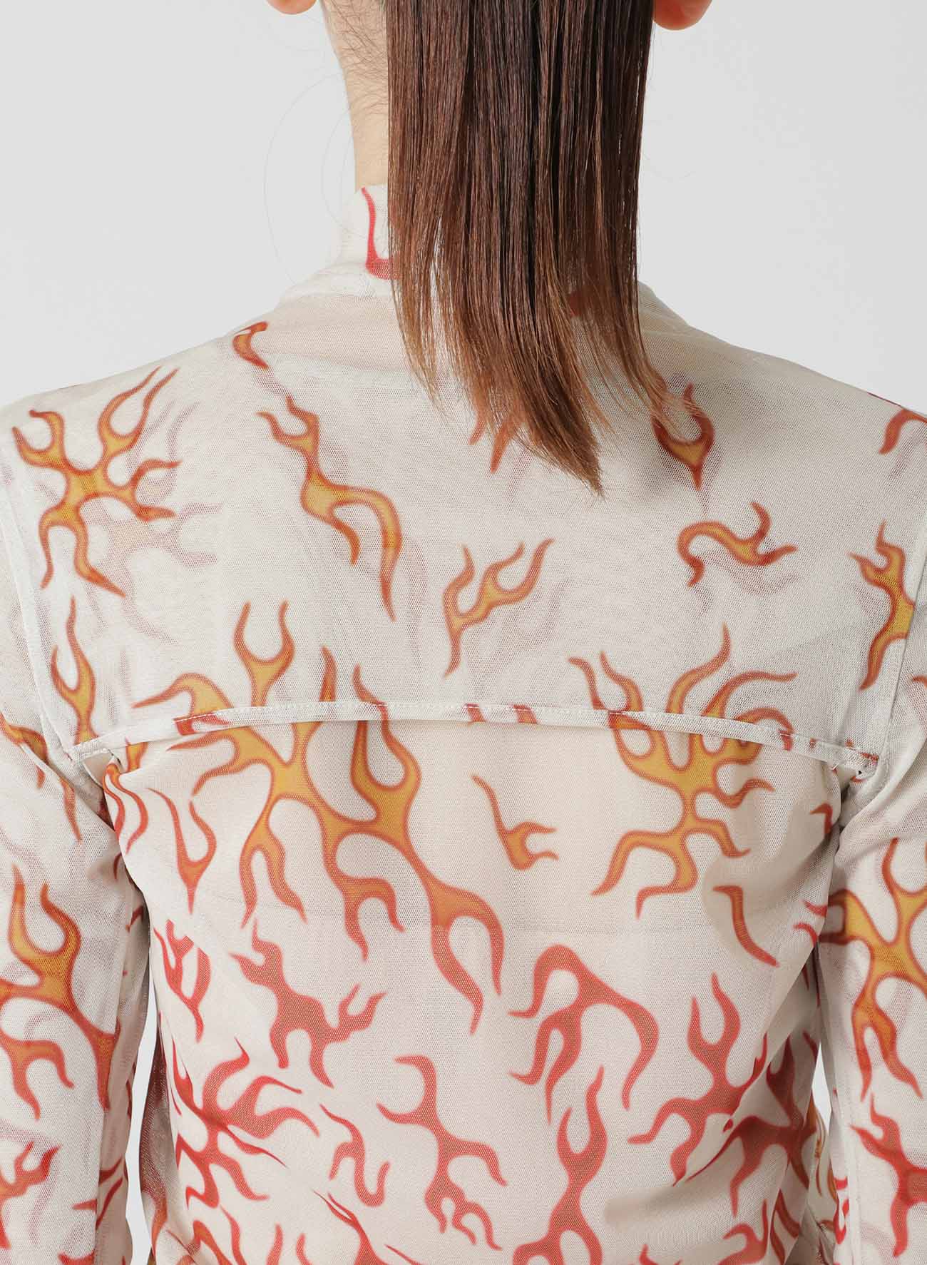 FIRE PRINT EXTREME CROP TOP WITH MOCK TURTLENECK