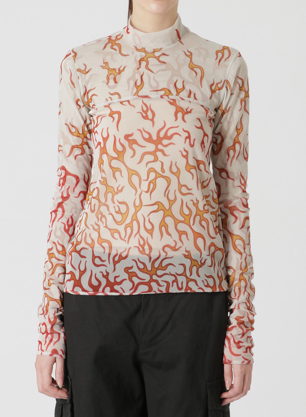 FIRE PRINT EXTREME CROP TOP WITH MOCK TURTLENECK