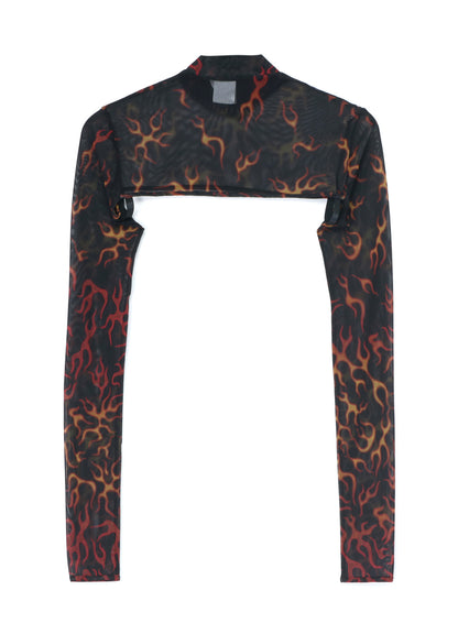 FIRE PRINT EXTREME CROP TOP WITH MOCK TURTLENECK