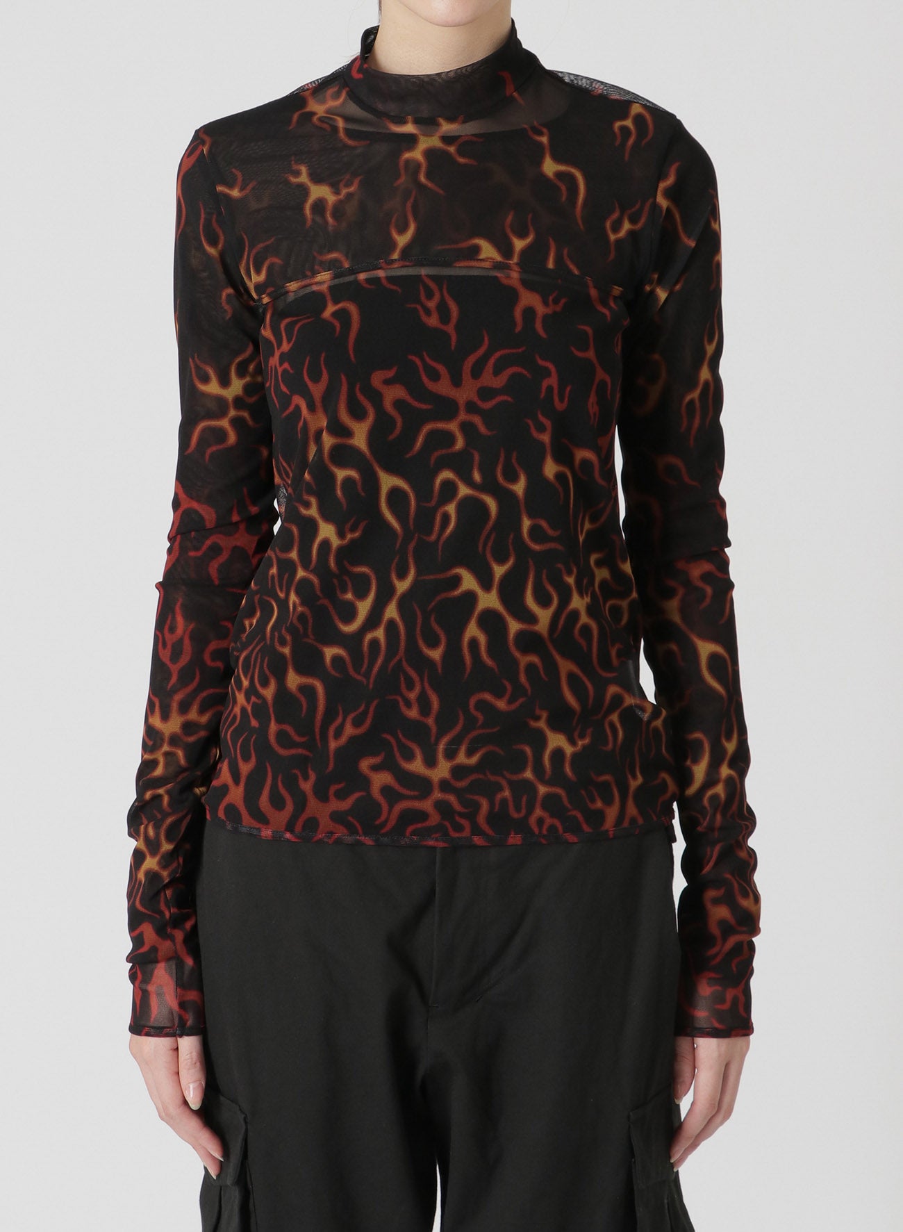 FIRE PRINT EXTREME CROP TOP WITH MOCK TURTLENECK