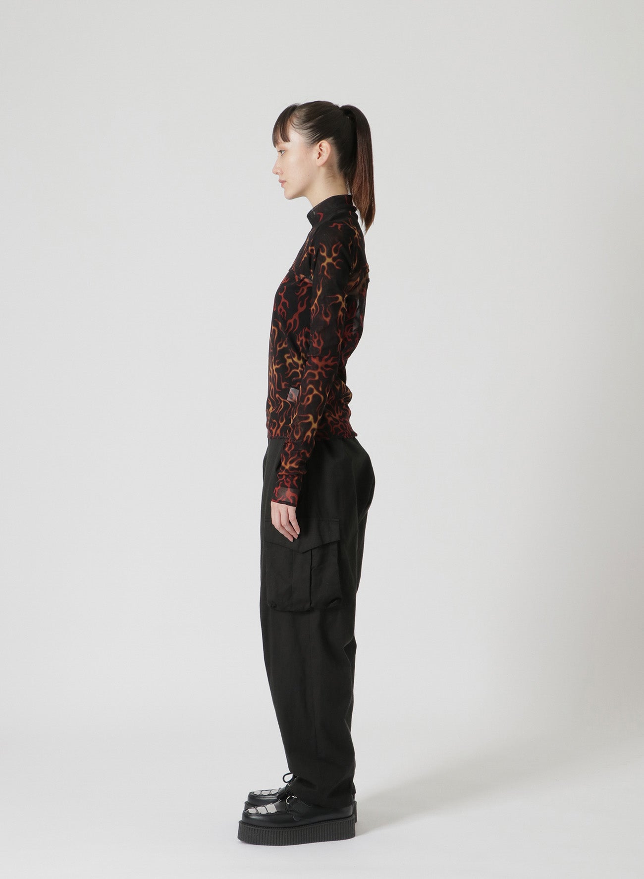 FIRE PRINT EXTREME CROP TOP WITH MOCK TURTLENECK