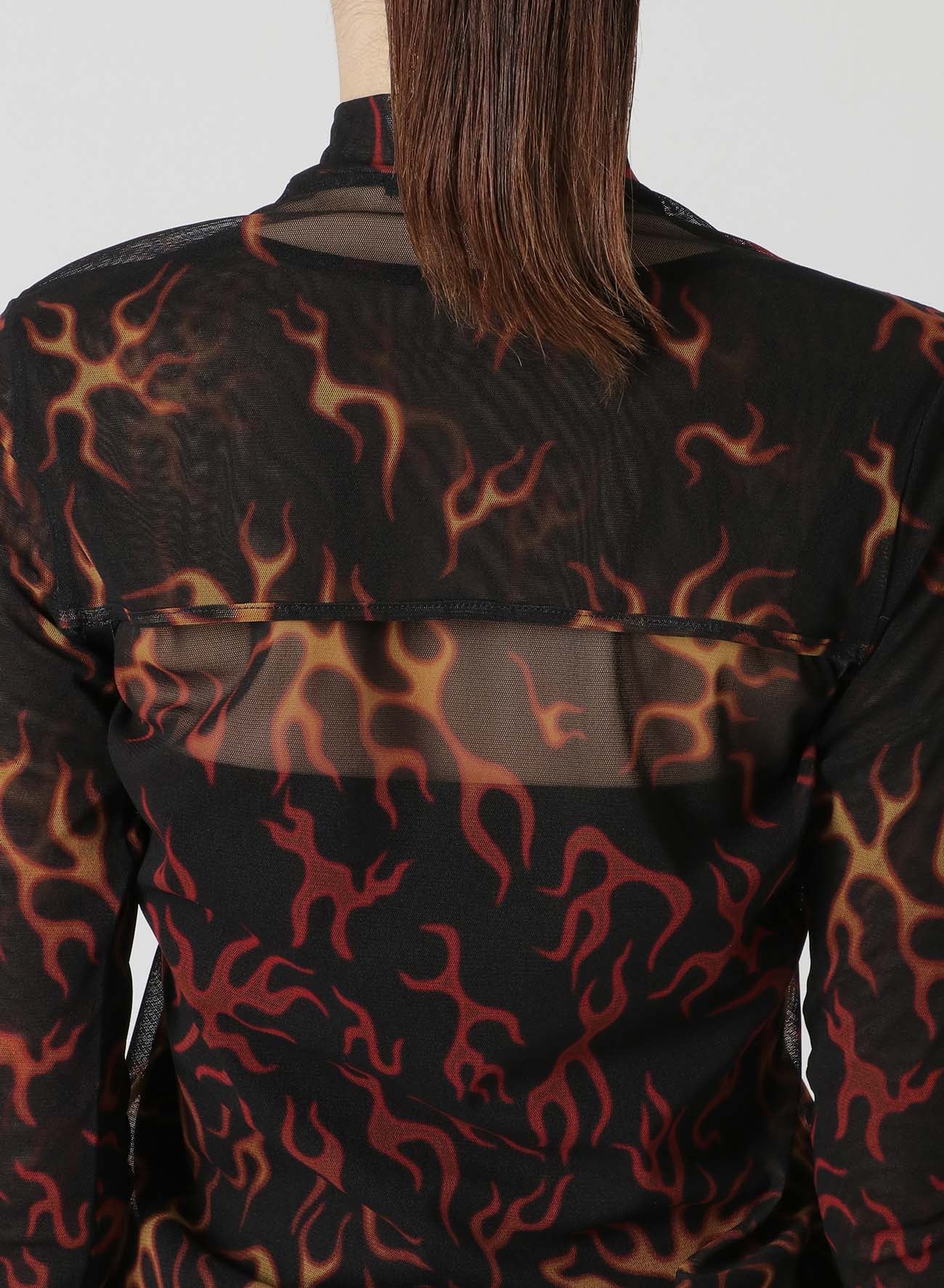 FIRE PRINT EXTREME CROP TOP WITH MOCK TURTLENECK