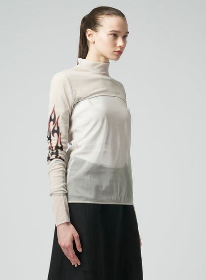 FIRE PRINT EXTREME CROP TOP WITH MOCK TURTLENECK