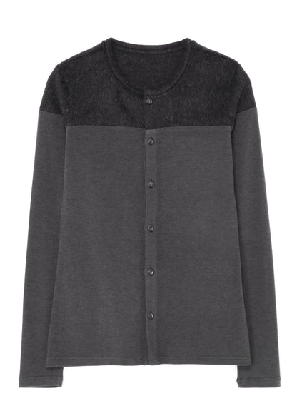 BRUSHED JERSEY PANELED CARDIGAN