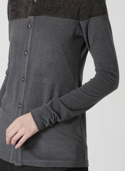 BRUSHED JERSEY PANELED CARDIGAN