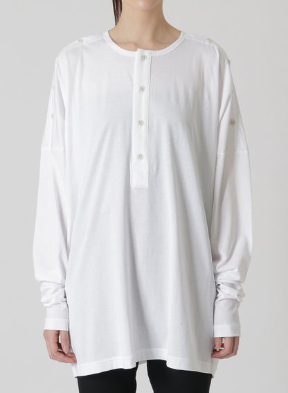 100/2 COTTON HENLEY SHIRT WITH BUTTON-UP SHOULDER SLITS