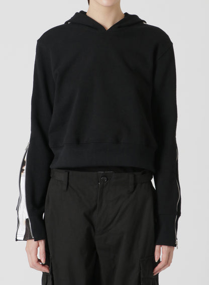 FRENCH TERRY PULLOVER HOODIE WITH SLEEVE ZIPPERS