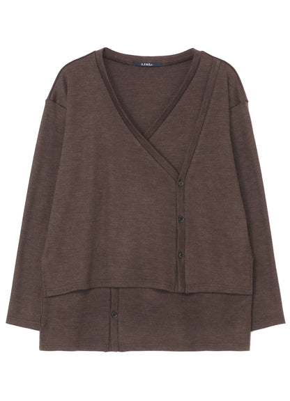 WOOL LAYERED CARDIGAN