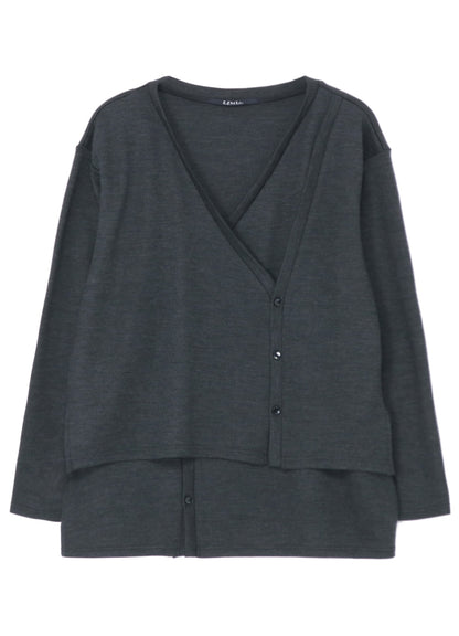 WOOL LAYERED CARDIGAN