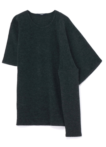 ASYMMETRIC CUT SOFT WOOL PILE T-SHIRT