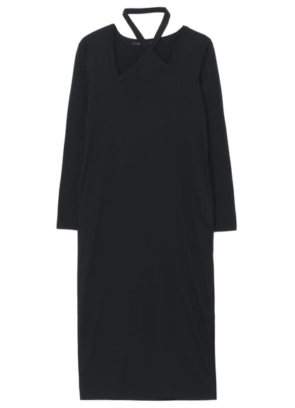 LYOCELL/COTTON JERSEY CROSS NECK DRESS