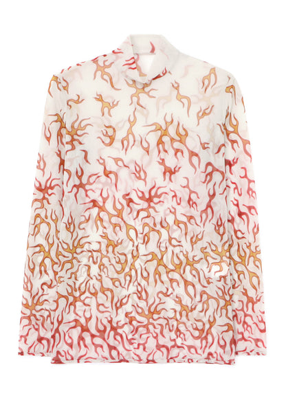 FIRE PRINT TOP WITH MOCK TURTLENECK