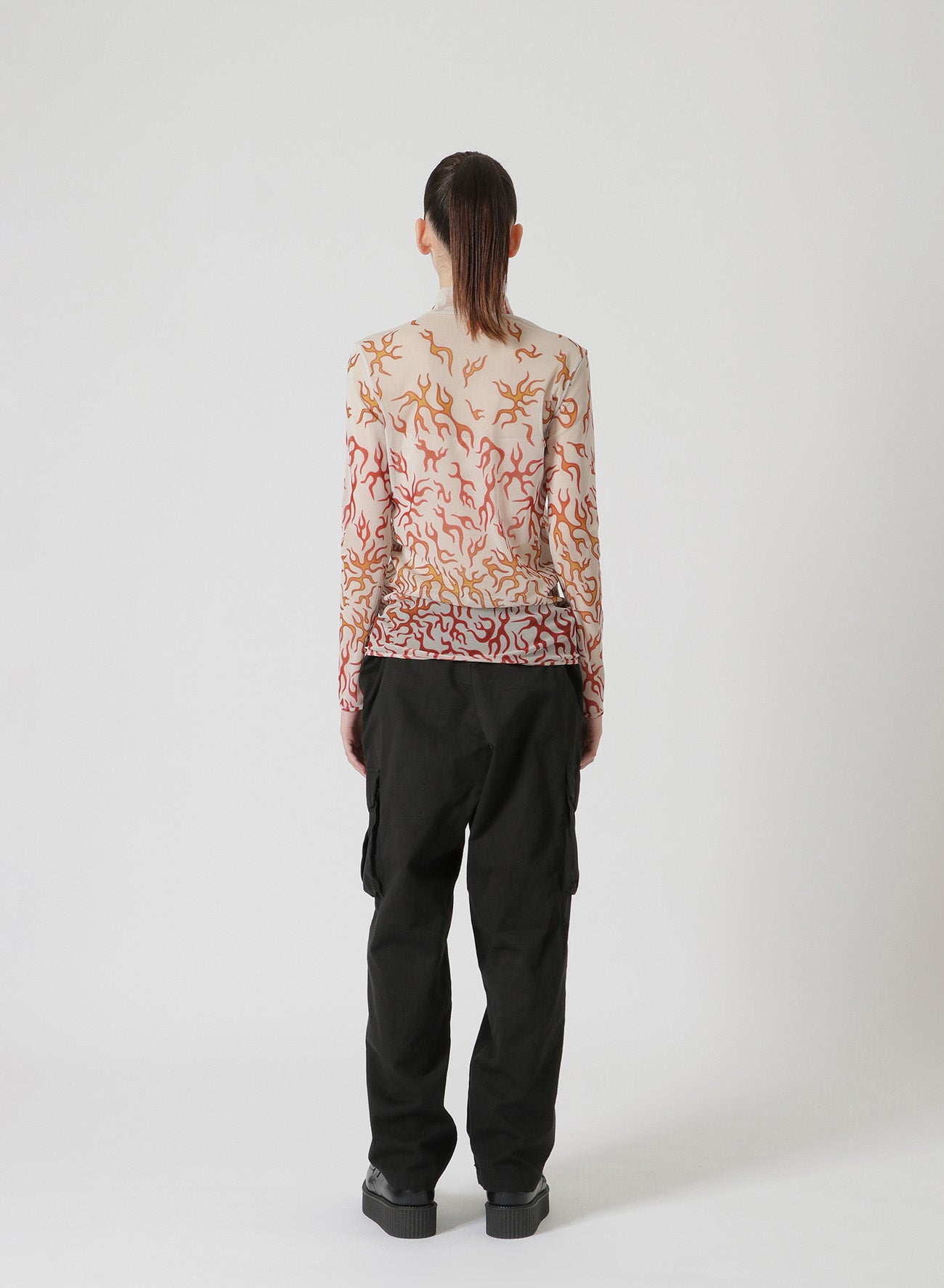 FIRE PRINT TOP WITH MOCK TURTLENECK