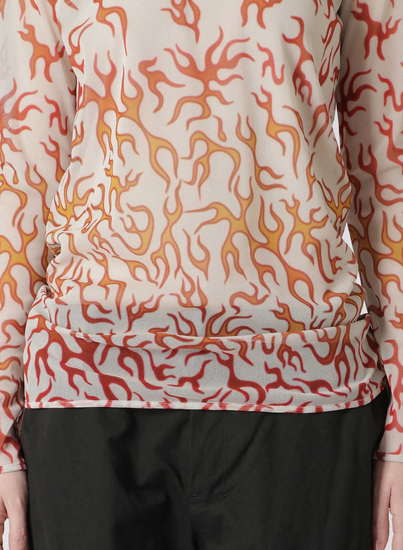 FIRE PRINT TOP WITH MOCK TURTLENECK