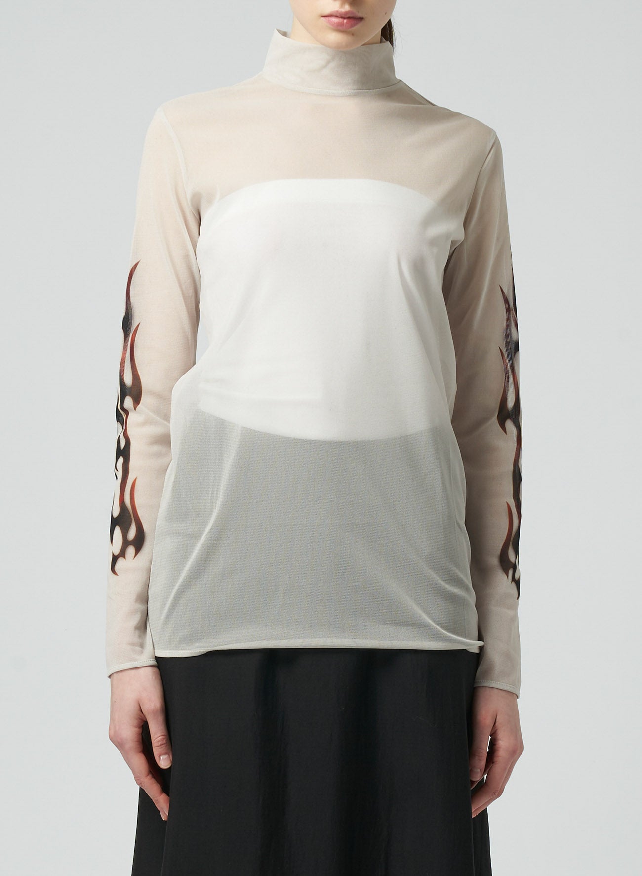 FIRE PRINT TOP WITH MOCK TURTLENECK