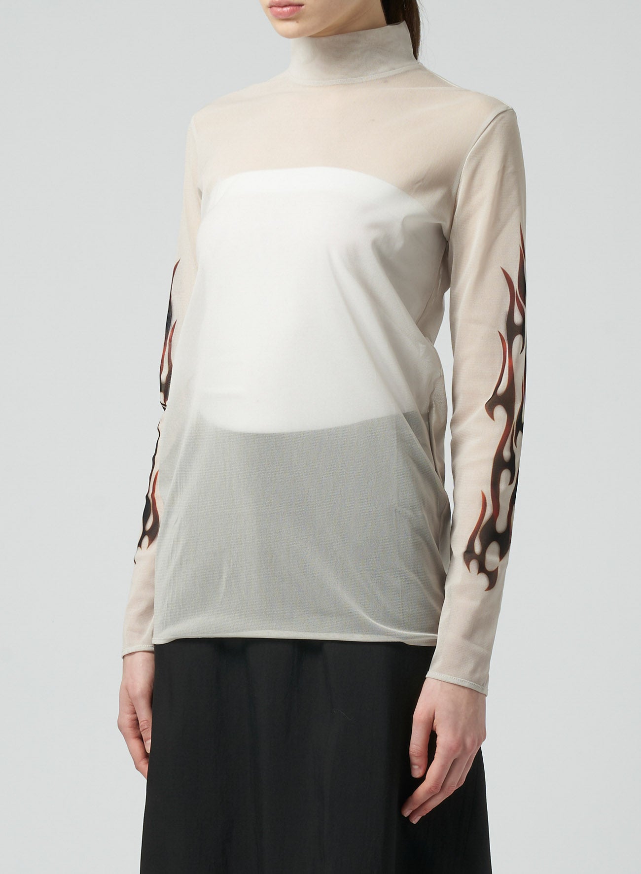 FIRE PRINT TOP WITH MOCK TURTLENECK