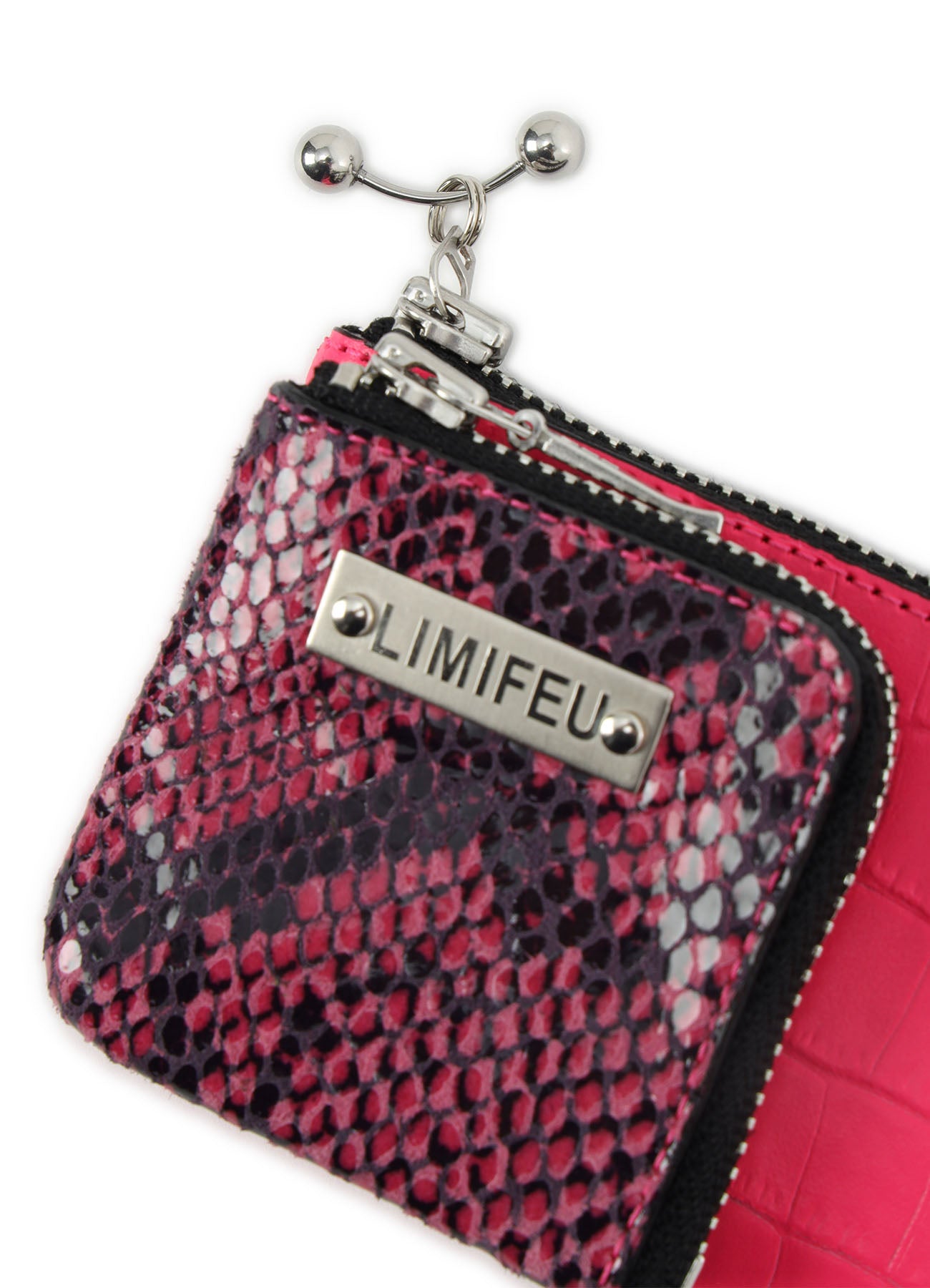 CROC+ SNAKE EMBOSSED LEATHER W SMALL WALLET