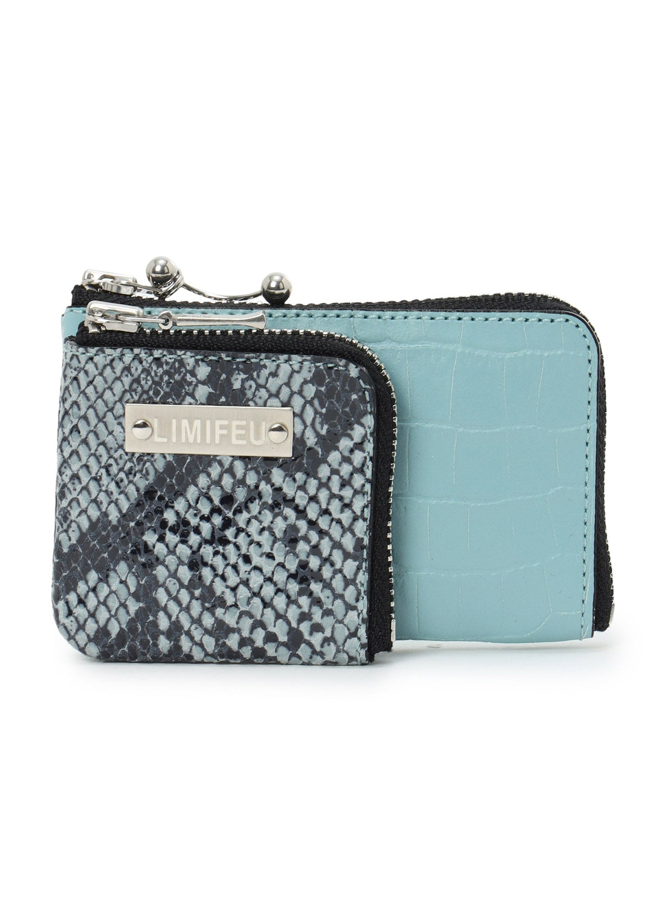 CROC+ SNAKE EMBOSSED LEATHER W SMALL WALLET