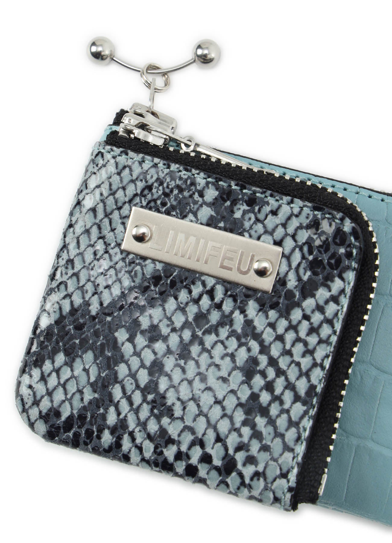 CROC+ SNAKE EMBOSSED LEATHER W SMALL WALLET