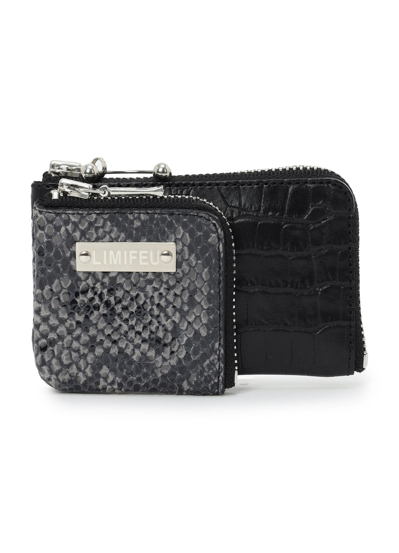 CROC+ SNAKE EMBOSSED LEATHER W SMALL WALLET