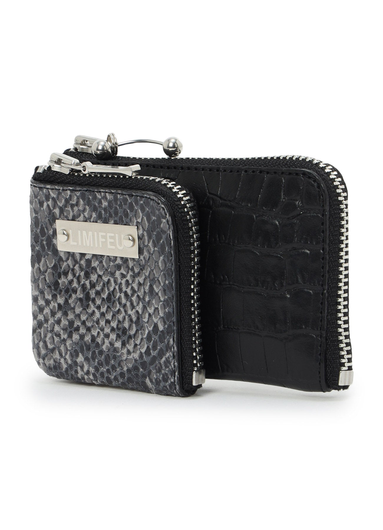 CROC+ SNAKE EMBOSSED LEATHER W SMALL WALLET