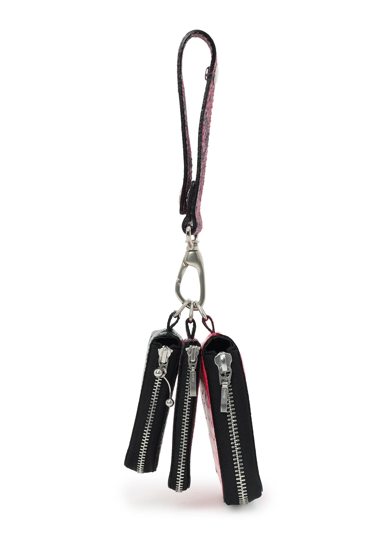 CROC+ SNAKE EMBOSSED LEATHER  3LAYERS POUCH