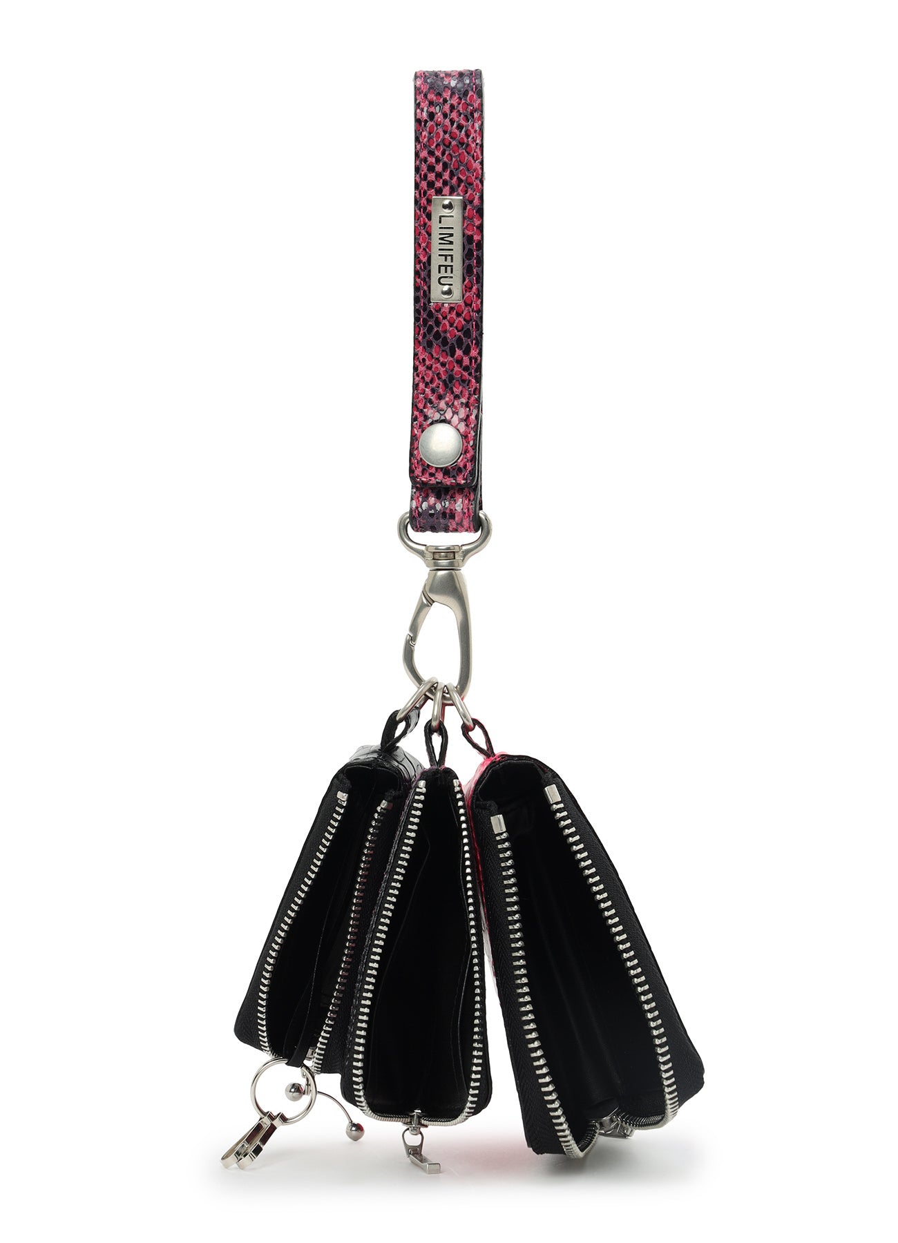 CROC+ SNAKE EMBOSSED LEATHER  3LAYERS POUCH