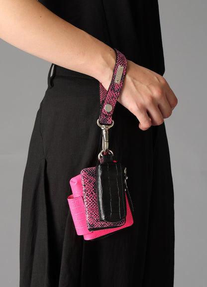 CROC+ SNAKE EMBOSSED LEATHER  3LAYERS POUCH