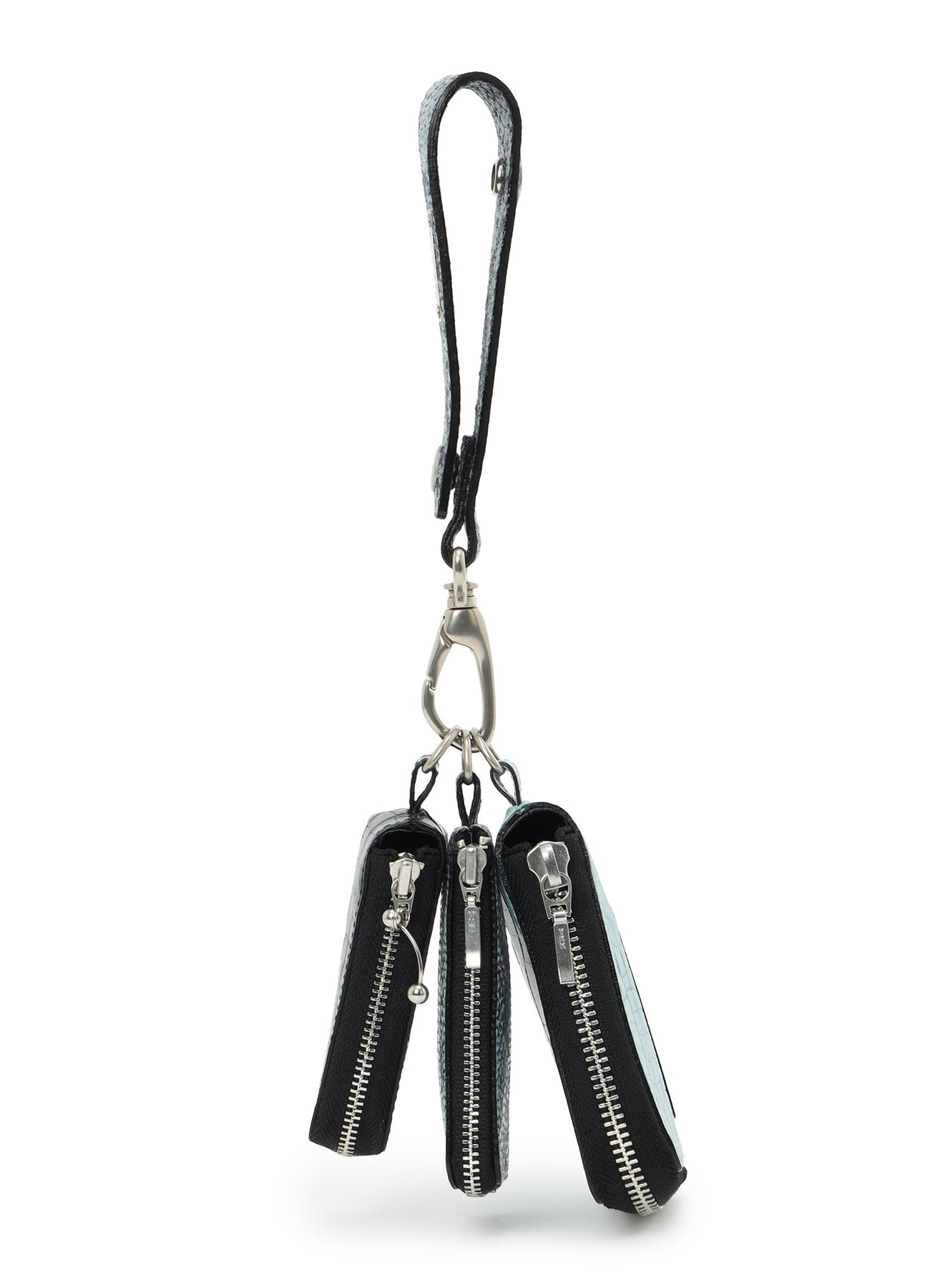 CROC+ SNAKE EMBOSSED LEATHER  3LAYERS POUCH