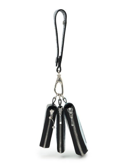 CROC+ SNAKE EMBOSSED LEATHER  3LAYERS POUCH