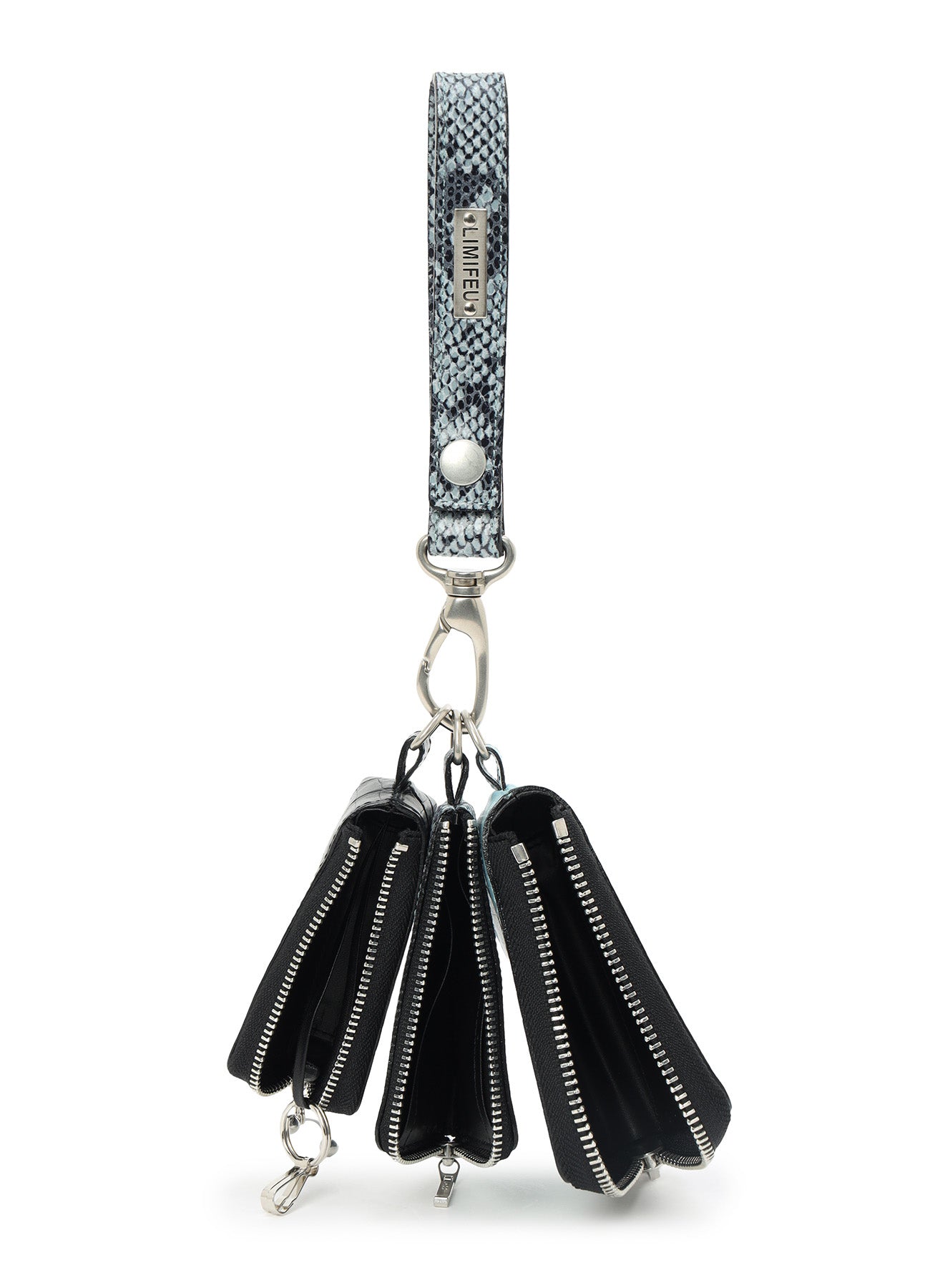 CROC+ SNAKE EMBOSSED LEATHER  3LAYERS POUCH