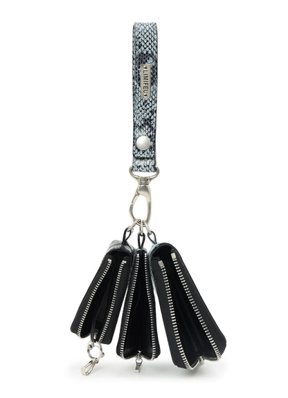 CROC+ SNAKE EMBOSSED LEATHER  3LAYERS POUCH