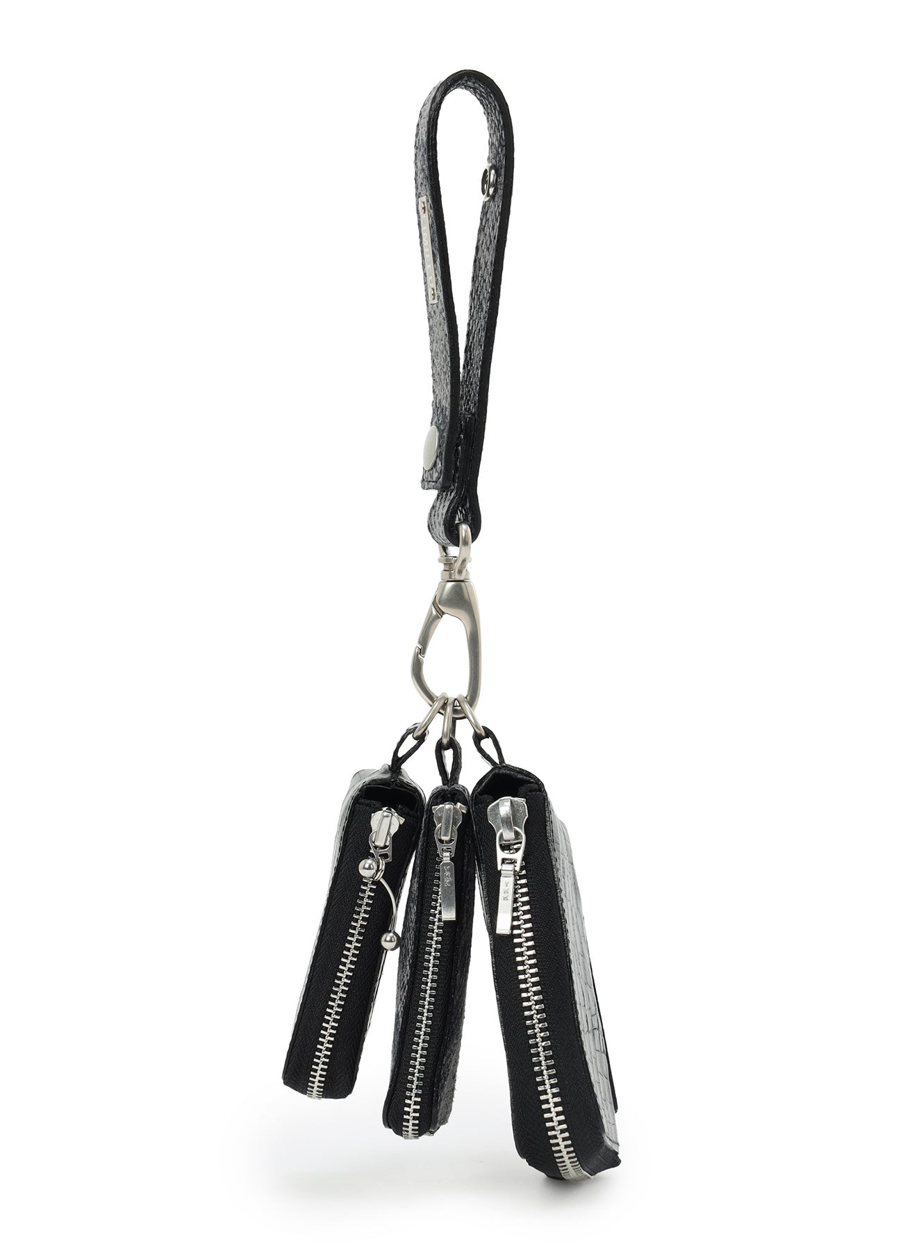 CROC+ SNAKE EMBOSSED LEATHER  3LAYERS POUCH