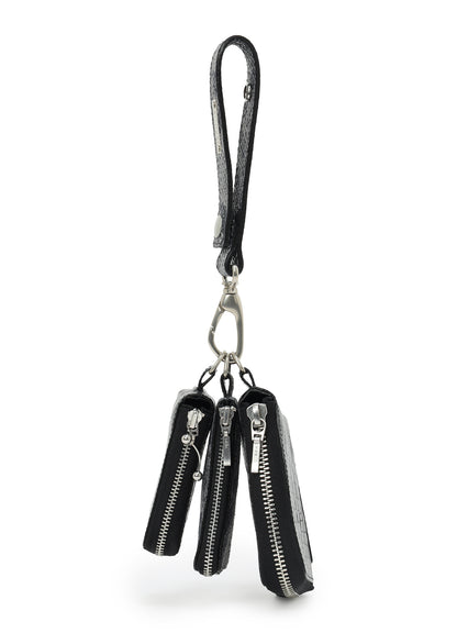 CROC+ SNAKE EMBOSSED LEATHER  3LAYERS POUCH