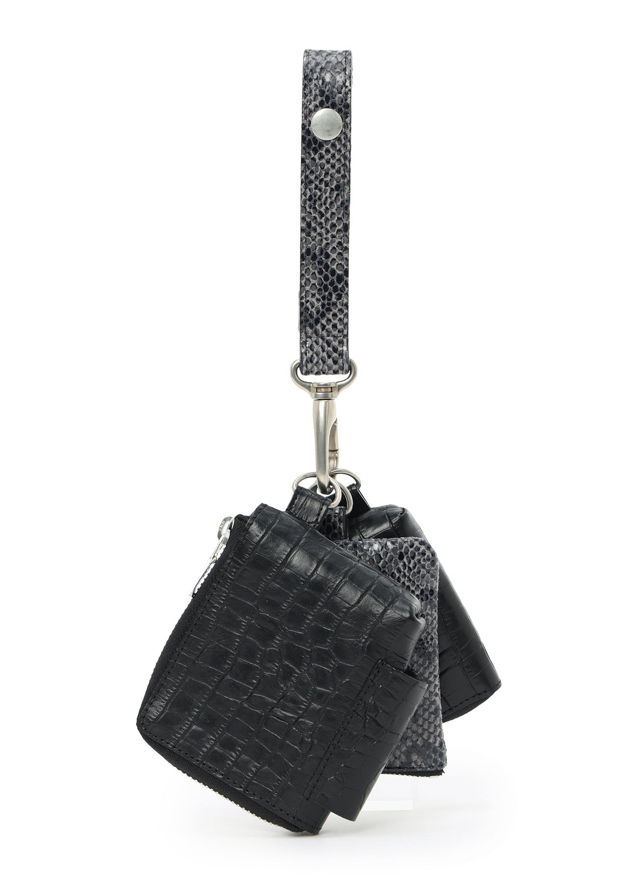 CROC+ SNAKE EMBOSSED LEATHER 3LAYERS POUCH – THE SHOP YOHJI YAMAMOTO