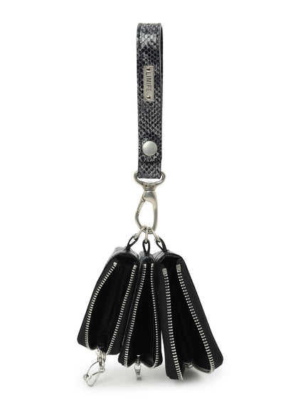 CROC+ SNAKE EMBOSSED LEATHER  3LAYERS POUCH